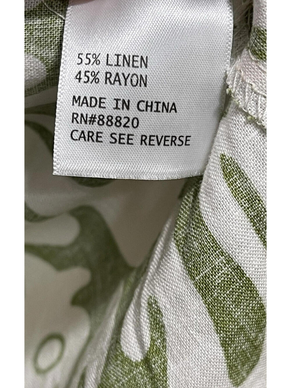 Christian Siriano Linen Blend Top Women’s Green White Geometric Print Ruffle S - Picture 4 of 5